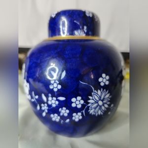 Rare Antique 1875-1890 Copeland Spode Ginger Jar Blue with Gold Trim